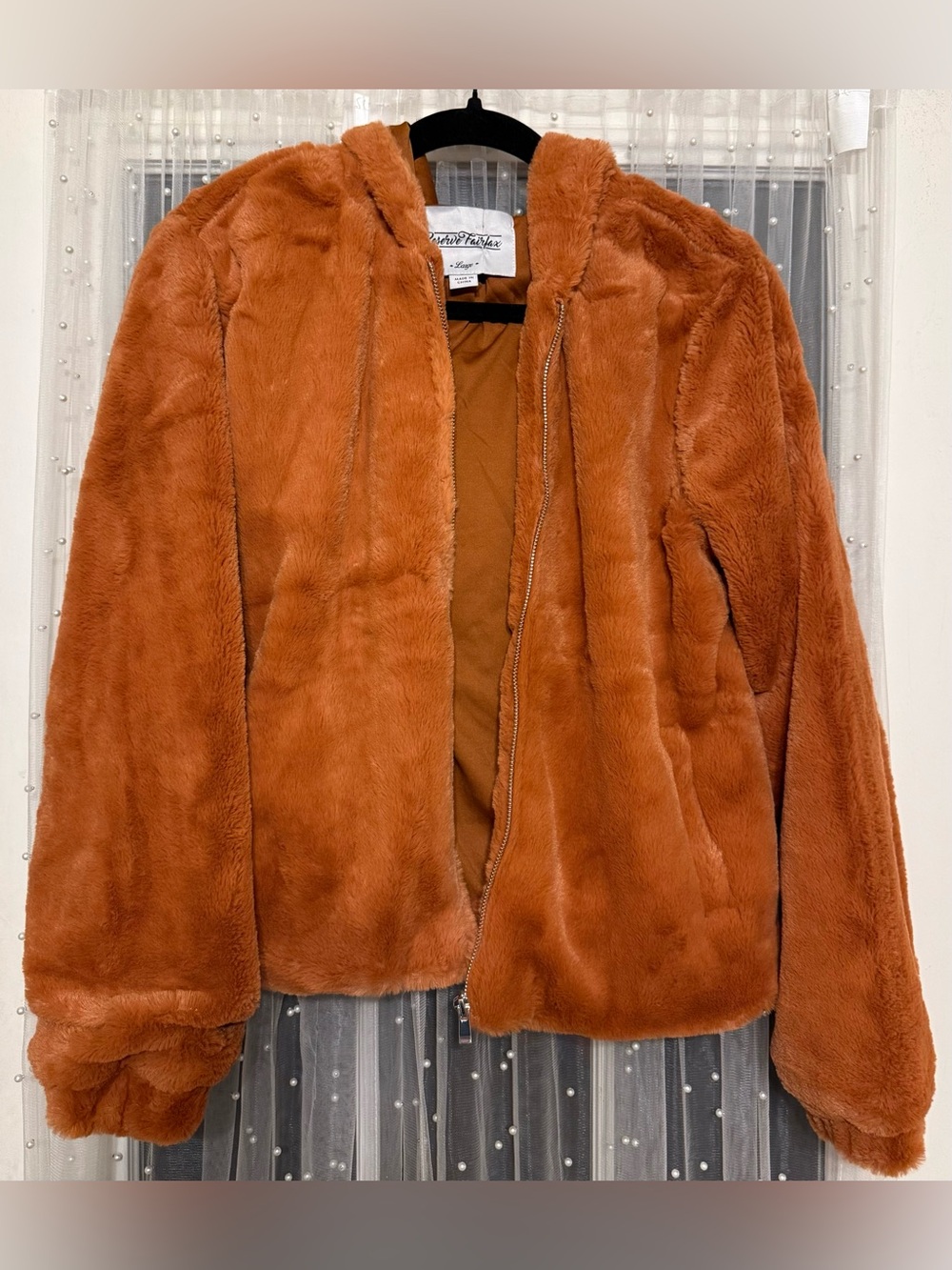 Cozy Faux-Fur Teddy Jacket in Rust L